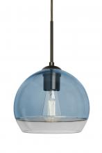 Besa Lighting J-ALLY8BL-EDIL-BR - Besa, Ally 8 Cord Pendant For Multiport Canopy, Coral Blue/Clear, Bronze Finish, 1x5W
