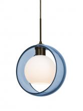 Besa Lighting J-MANABL-LED-BR - Besa Mana Pendant For Multiport Canopy, Blue/Opal, Bronze Finish, 1x9W LED