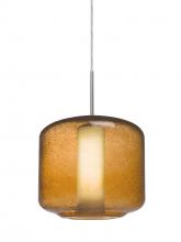 Besa Lighting J-NILES10AO-SN - Besa Niles 10 Pendant For Multiport Canopy, Amber Bubble/Opal, Satin Nickel Finish, 1