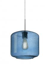 Besa Lighting J-NILES10BL-EDIL-SN - Besa Niles 10 Pendant For Multiport Canopy, Blue Bubble, Satin Nickel Finish, 1x4W LE