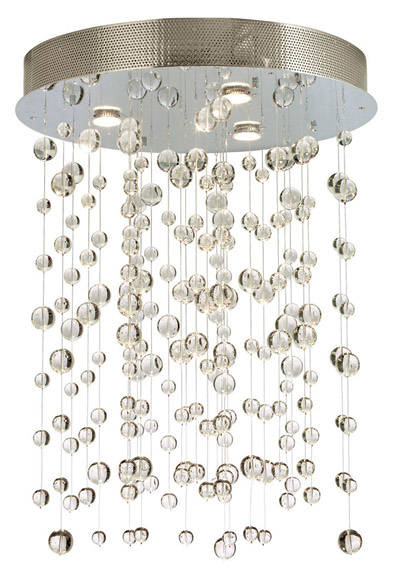 Chandelier Cascade Clear Polished Chrome LED GU10 3x5W