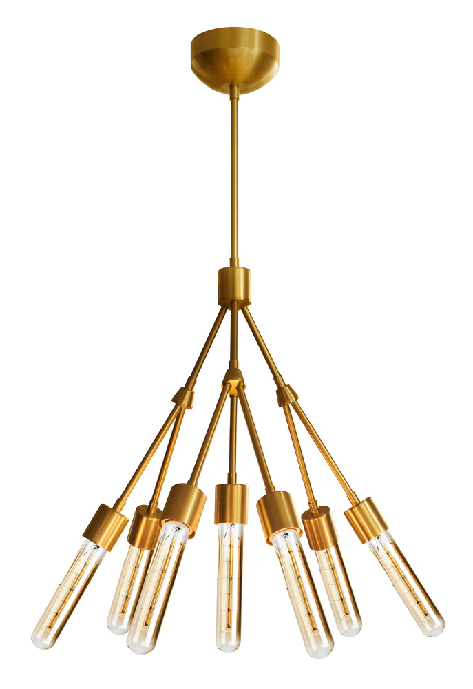 Chandelier Stilt Brushed Brass 120V 7-Light 60w Retro Edison E26