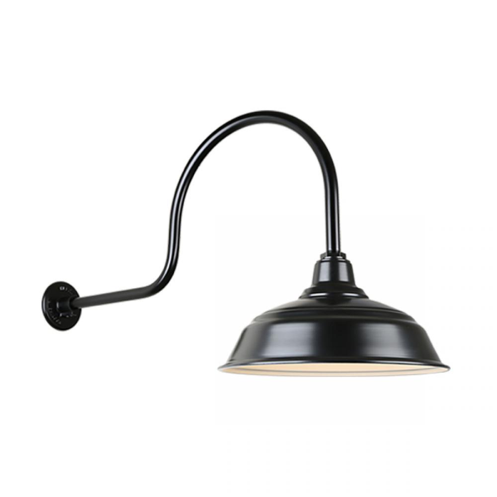 17" Gooseneck Light Warehouse Shade, QSNHL-C Arm