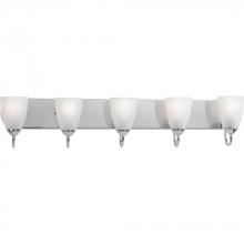 Progress P2713-15 - Gather Collection Five-Light Polished Chrome Etched Glass Traditional Bath Vanity Light