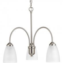 Progress P4734-09 - Gather Collection Three-Light Brushed Nickel Etched Glass Traditional Chandelier Light