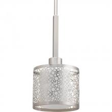 Progress P5038-09 - Mingle Collection One-Light Brushed Nickel Etched Parchment Glass Global Mini-Pendant Light