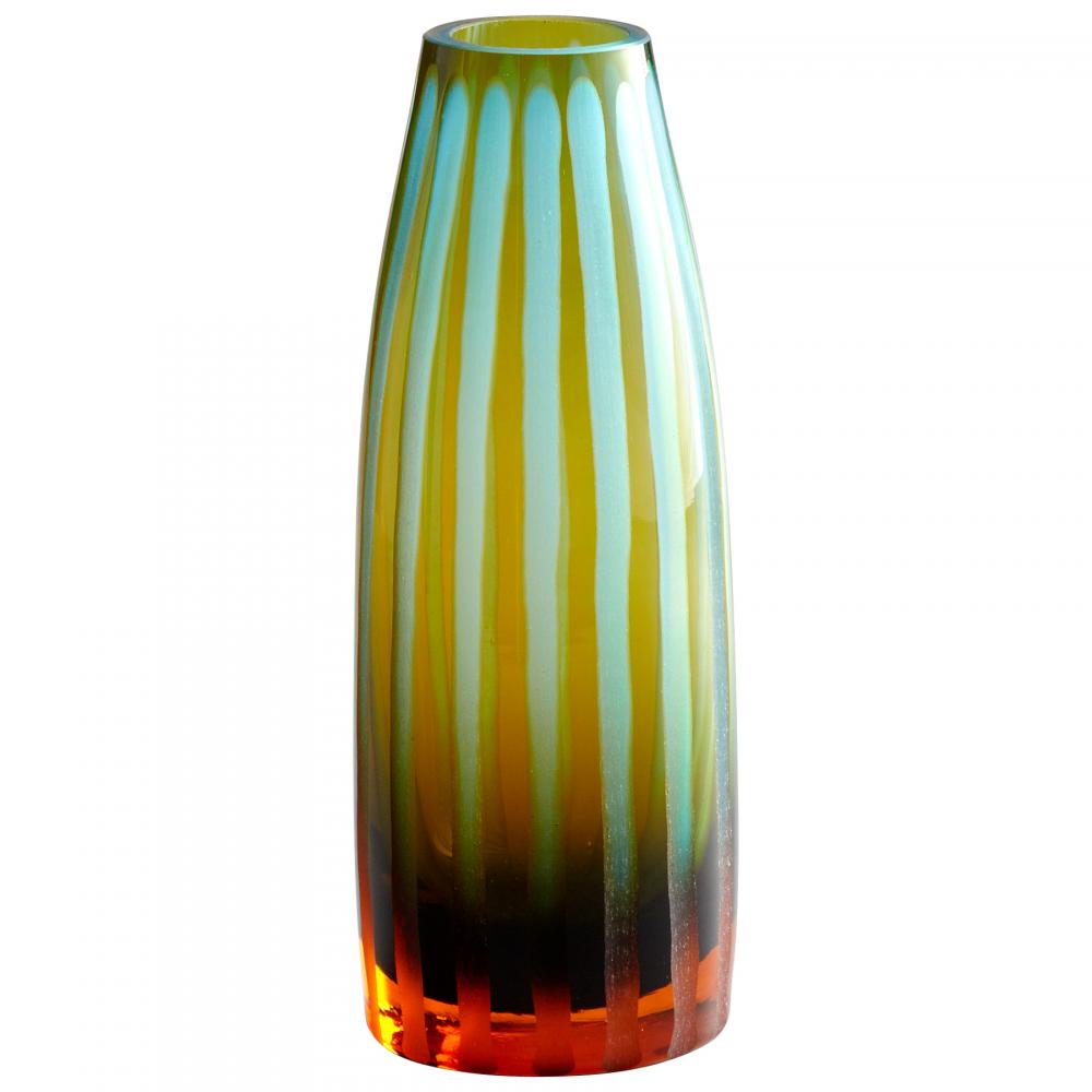 Sm. Cyan-ornge Strip Vase
