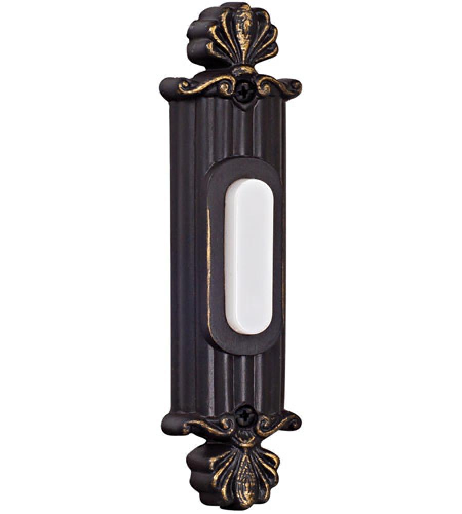 Surface Mount Straight Ornate LED Lighted Push Button in Antique Bronze