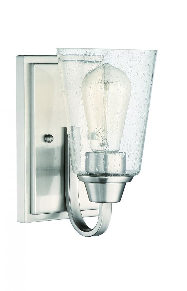 Grace 1 Light Wall Sconce in Brushed Polished Nickel (Clear Seeded Glass)