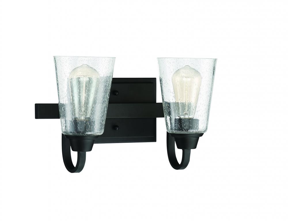 Grace 2 Light Vanity in Espresso (Clear Seeded Glass)