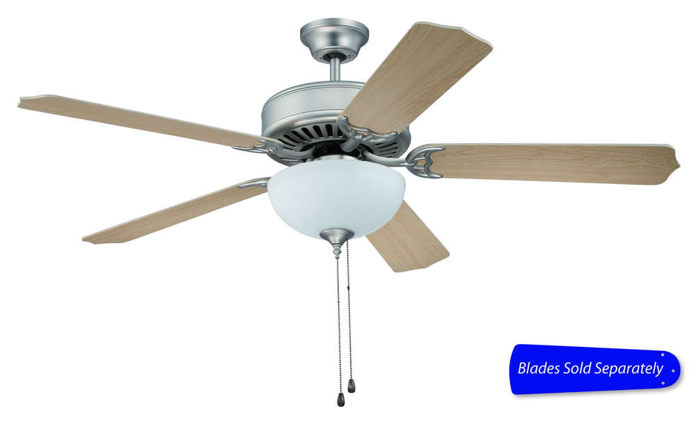 Pro Builder 207 52" Ceiling Fan with Light in Brushed Satin Nickel (Blades Sold Separately)