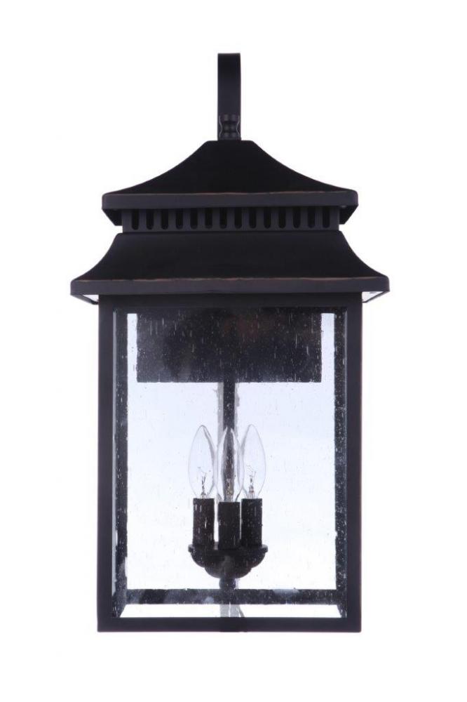 Crossbend 3 Light Extra Large Outdoor Wall Lantern in Textured Black