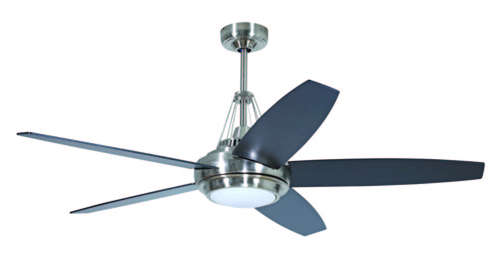 Tangent 56" Ceiling Fan with Blades and Light in Brushed Polished Nickel
