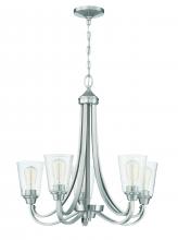 Craftmade 41925-BNK-CS - Grace 5 Light Chandelier in Brushed Polished Nickel (Clear Seeded Glass)