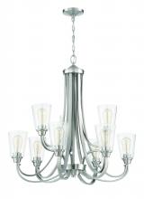 Craftmade 41929-BNK-CS - Grace 9 Light Chandelier in Brushed Polished Nickel (Clear Seeded Glass)
