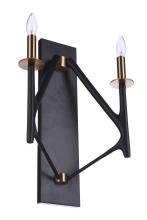 Craftmade 55562-FBSB - The Reserve 2 Light Wall Sconce in Flat Black/Satin Brass