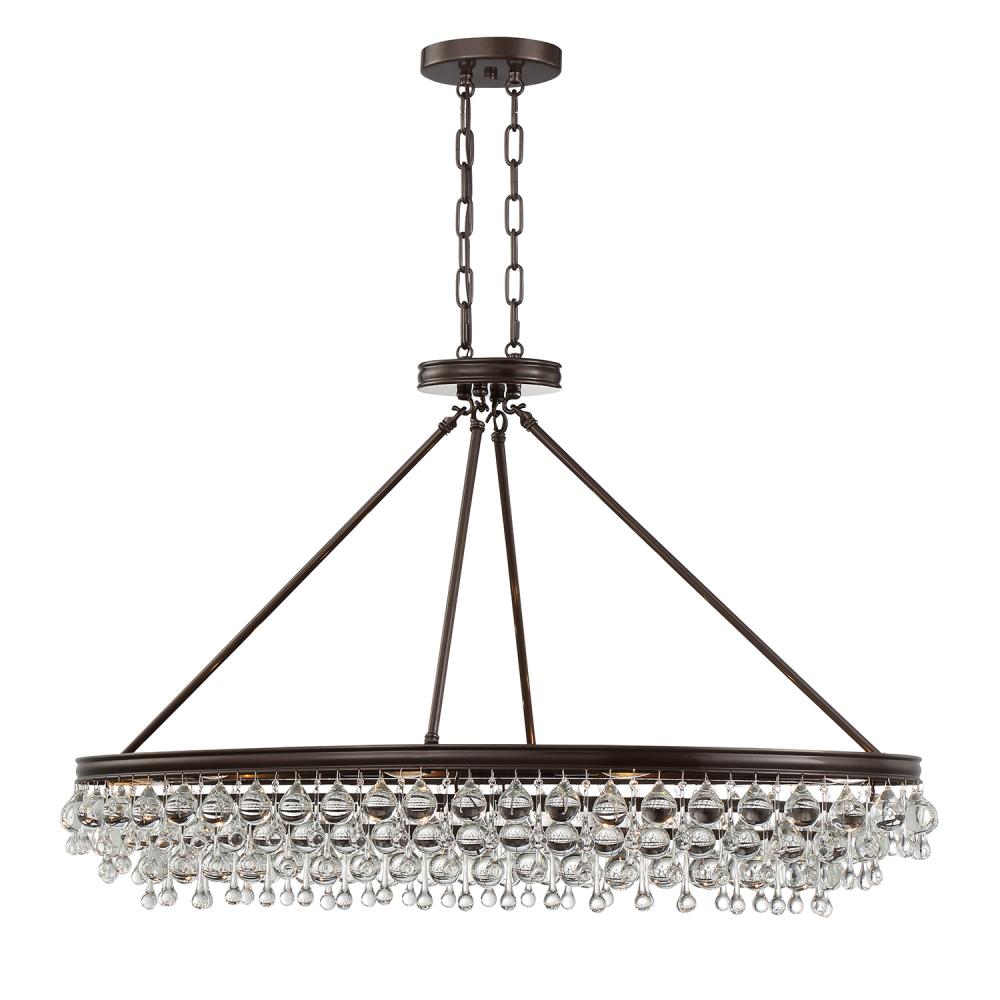 Calypso 8 Light Crystal Teardrop Vibrant Bronze Oval Chandelier