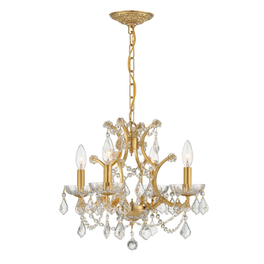 Filmore 4 Light Hand Cut Crystal Antique Gold Mini Chandelier