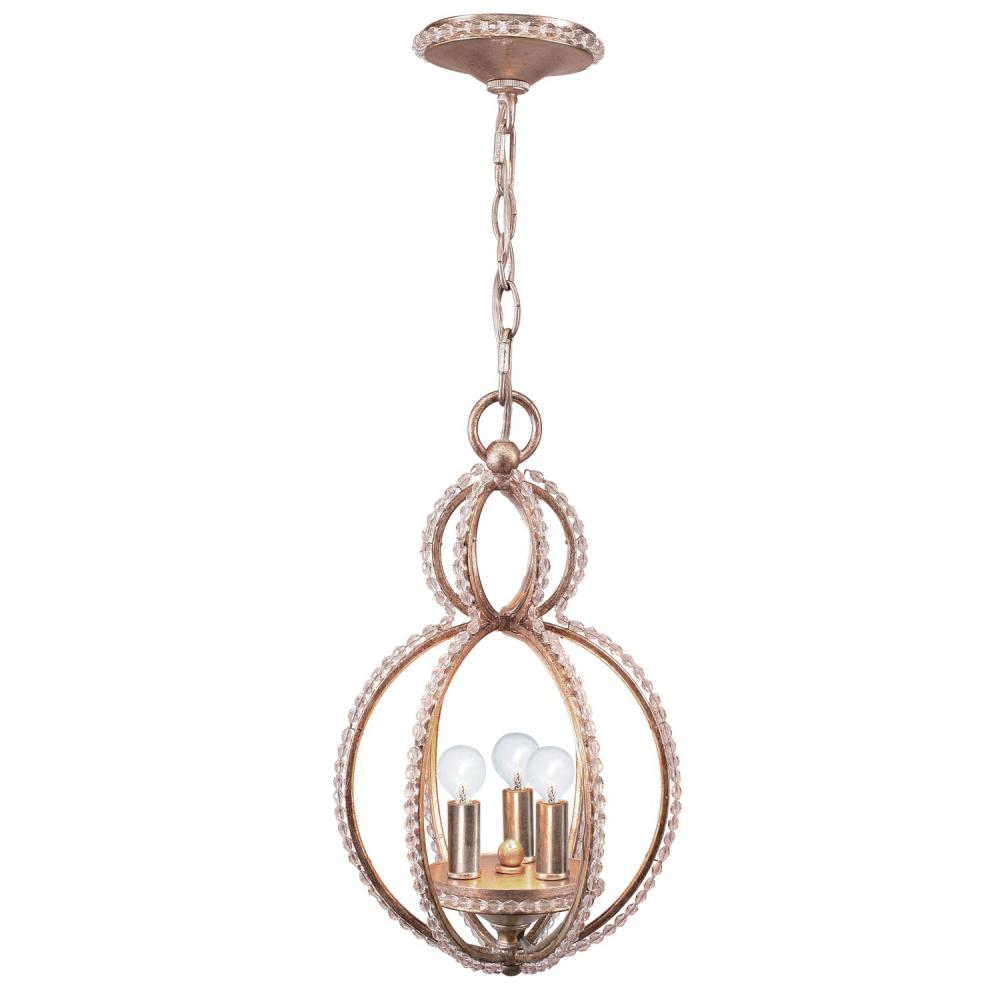 Garland 3 Light Crystal Bead Distressed Twilight Mini Chandelier