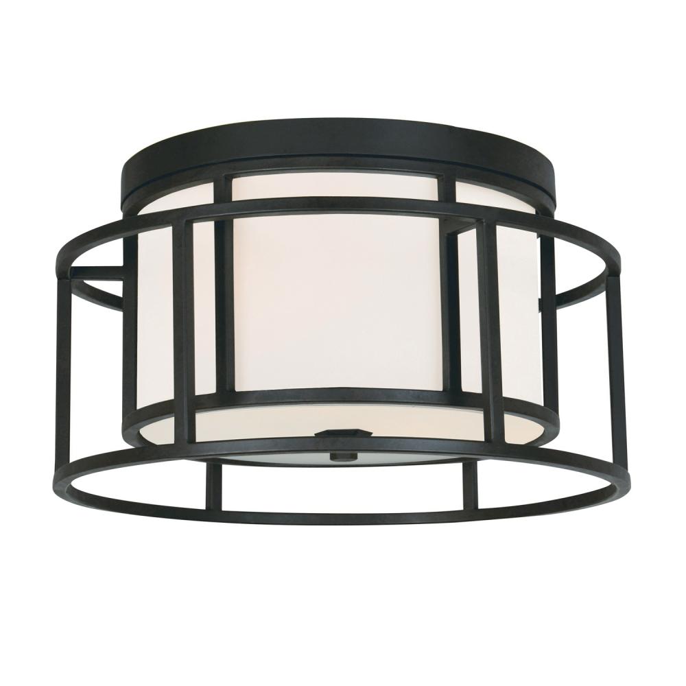 Brian Patrick Flynn for Crystorama Hulton 2 Light Matte Black Flush Mount