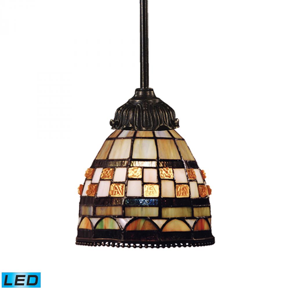 Mix-N-Match 1-Light Mini Pendant in Tiffany Bronze with Tiffany Style Glass - Includes LED Bulb