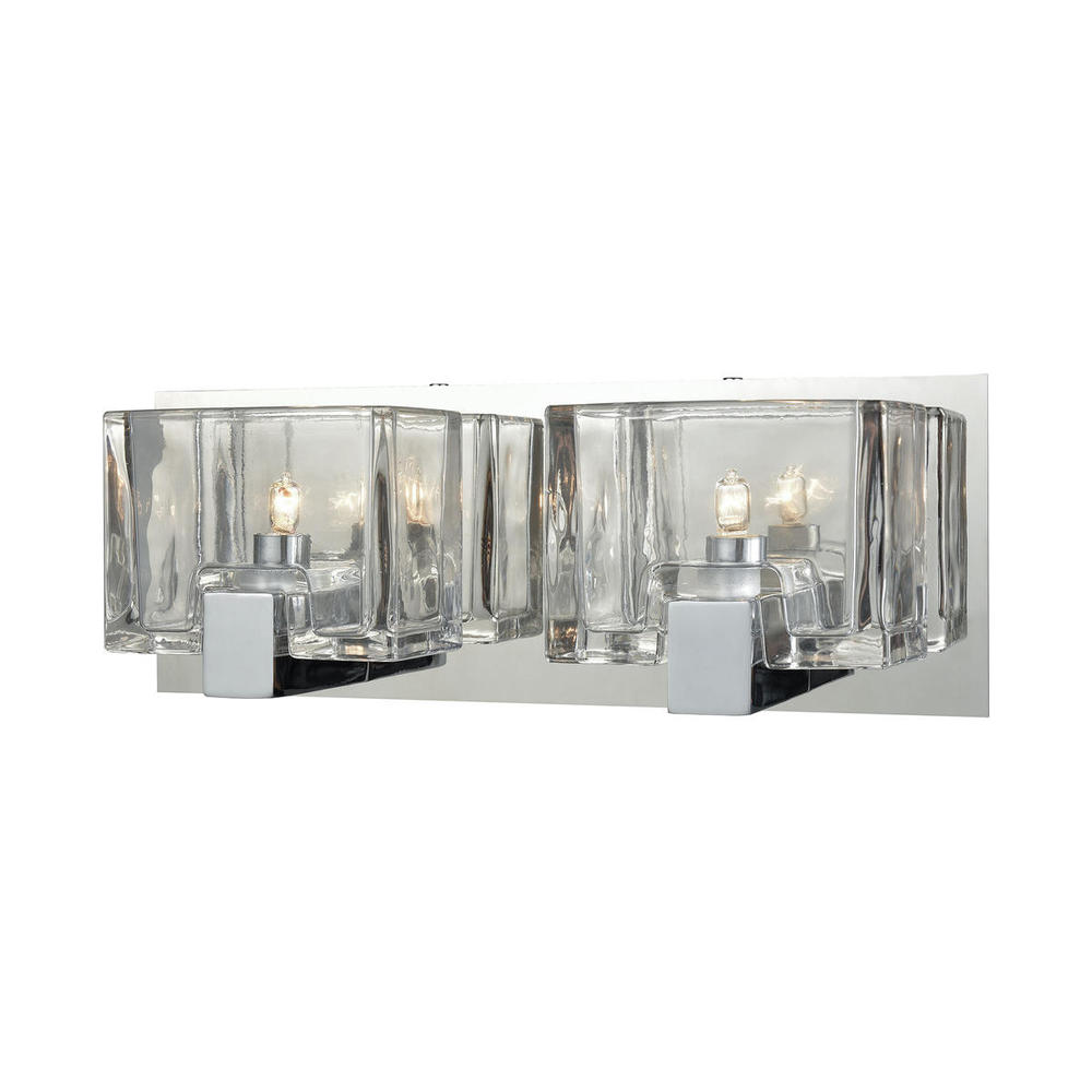 Ridgecrest 2-Light Vanity Sconce in Polished Chrome with Clear Cast Glass