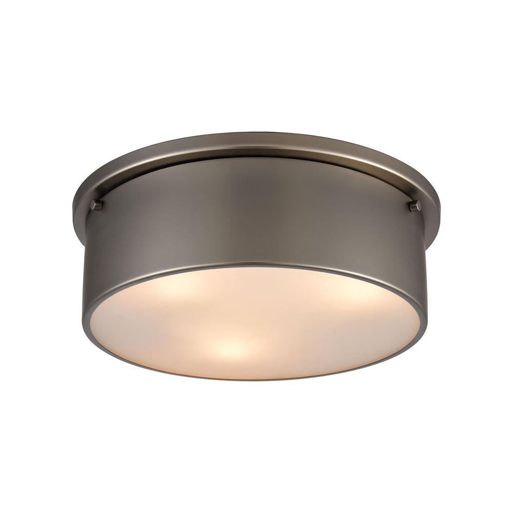 3-Light Flush Mount in Black Nickel with Frosted Glass