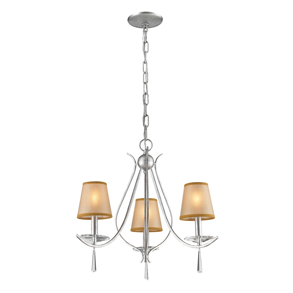 Clarendon 3-Light Chandelier in Silver, Shades Included