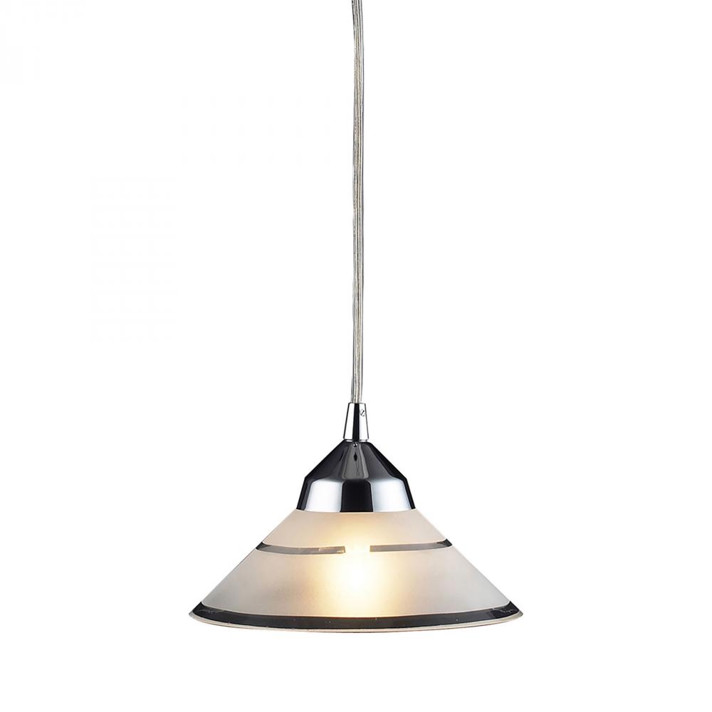Refraction 1-Light Mini Pendant in Polished Chrome with Satin Glass