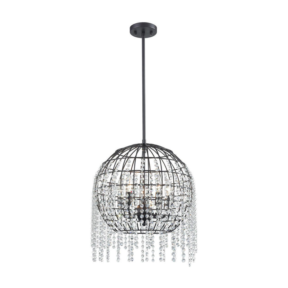 Yardley 5-Light Chandelier in Oil Rubbed Bronze with Wire Cage and Clear Crystal