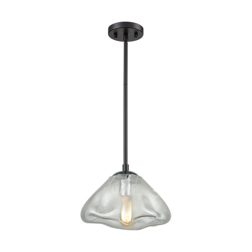 Kendal 1-Light Mini Pendant in Oil Rubbed Bronze and Polished Chrome with Freeform Glass