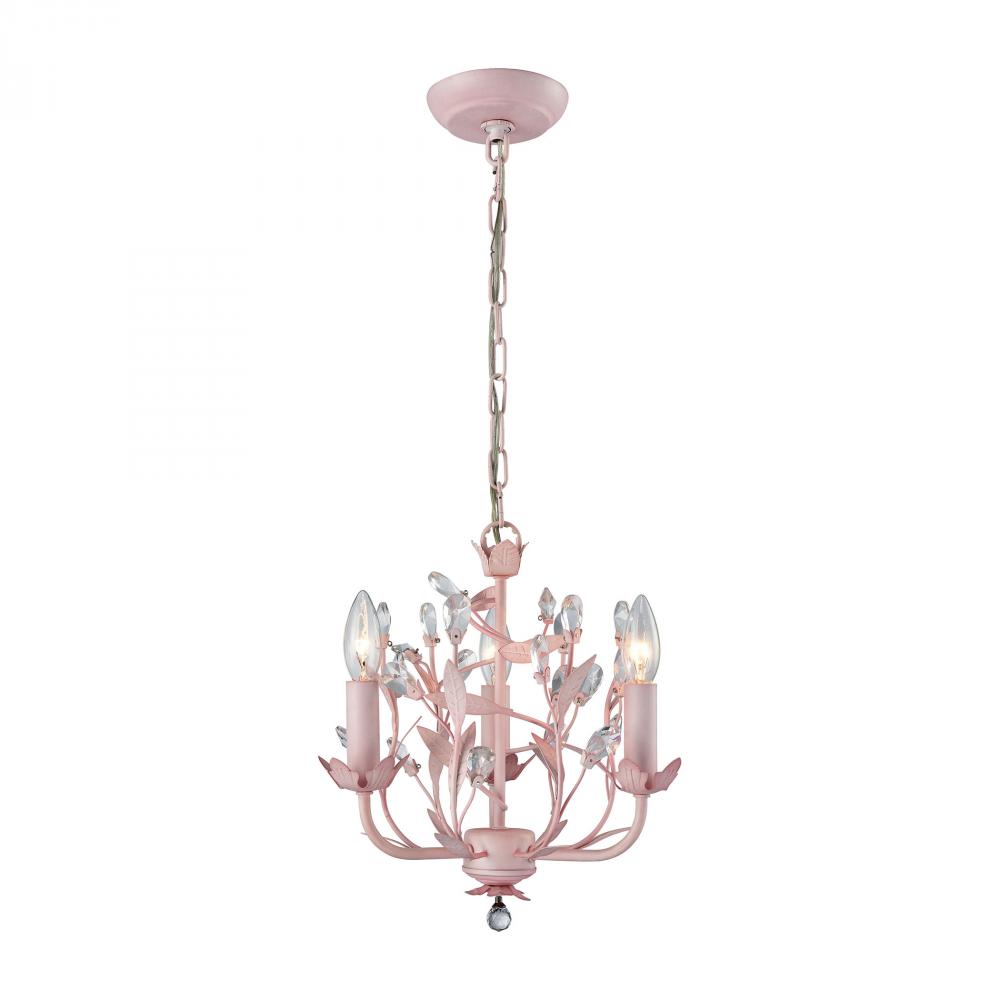 Circeo 3-Light Chandelier in Light Pink with Crystal