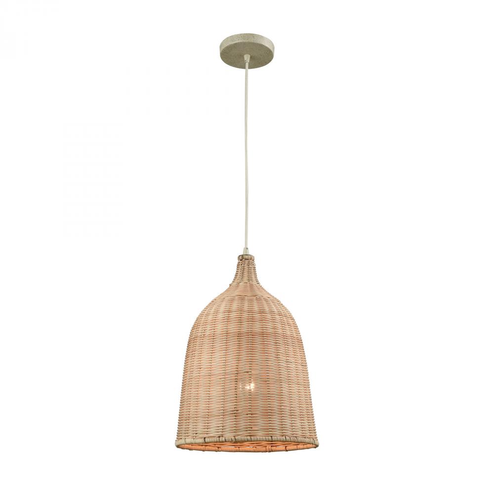 Pleasant Fields 1-Light Mini Pendant in Russet Beige with Natural Wicker Shade