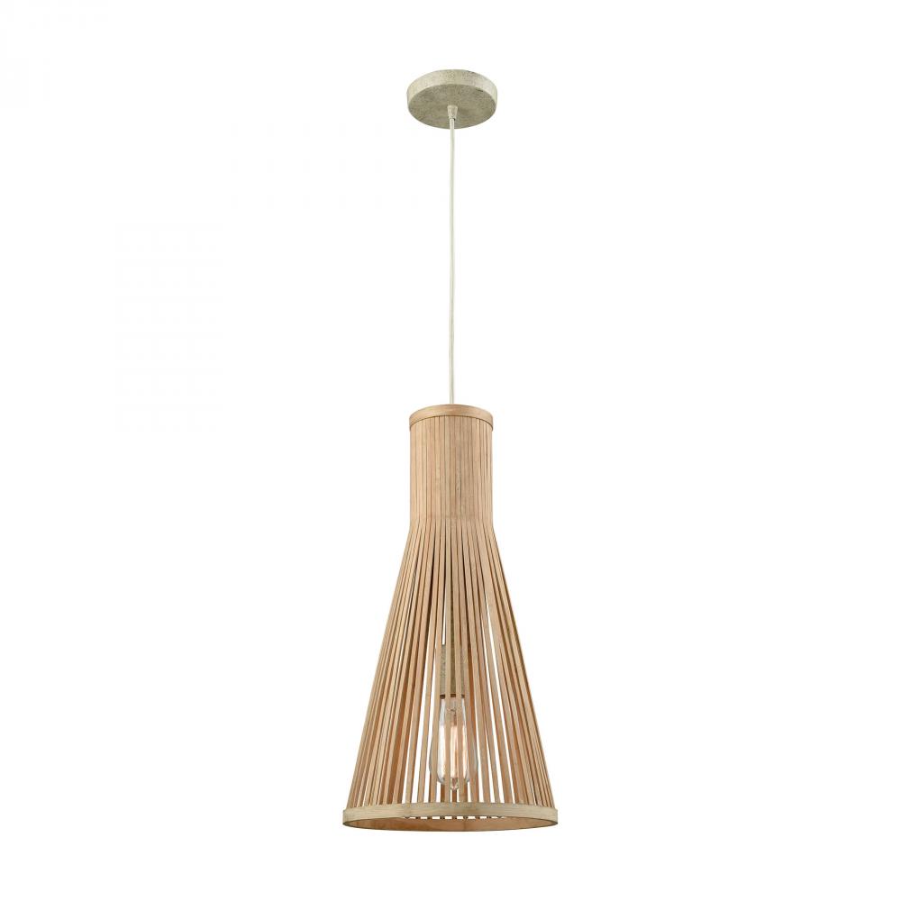 Pleasant Fields 1-Light Mini Pendant in Russet Beige with Natural Wicker Shade