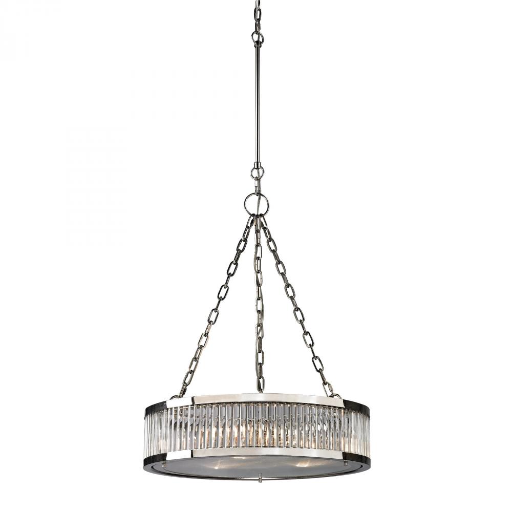 Linden Manor 3-Light Chandelier in Polished Nickel with Diffuser