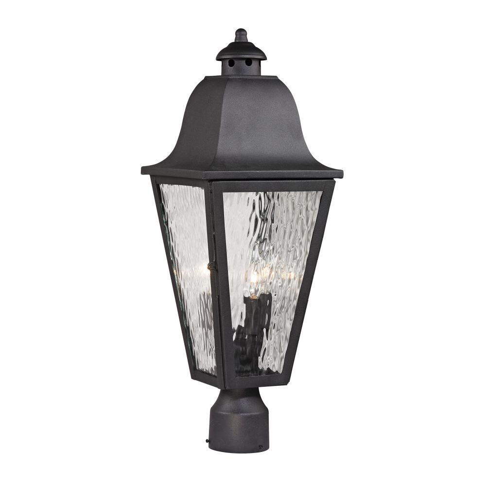 Forged Brookridge 3-Light Outdoor Post Mount in Charcoal