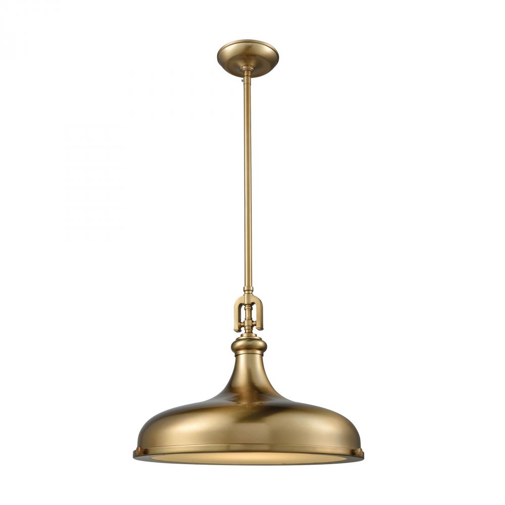 Rutherford 1-Light Pendant in Satin Brass with Metal Shade