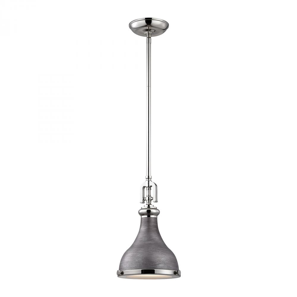 Rutherford 1-Light Mini Pendant in Polished Nickel and Weathered Zinc with Metal Shade
