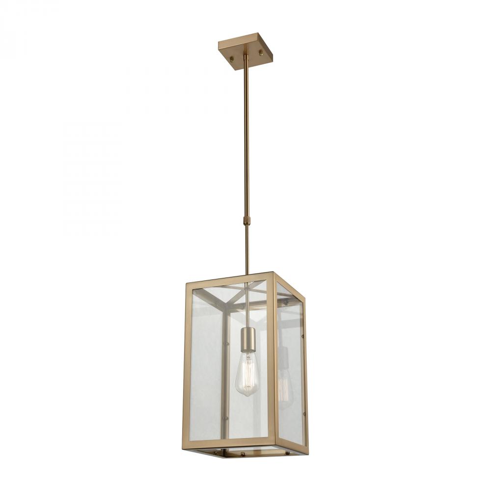 Parameters 1-Light Chandelier in Satin Brass with Clear Glass