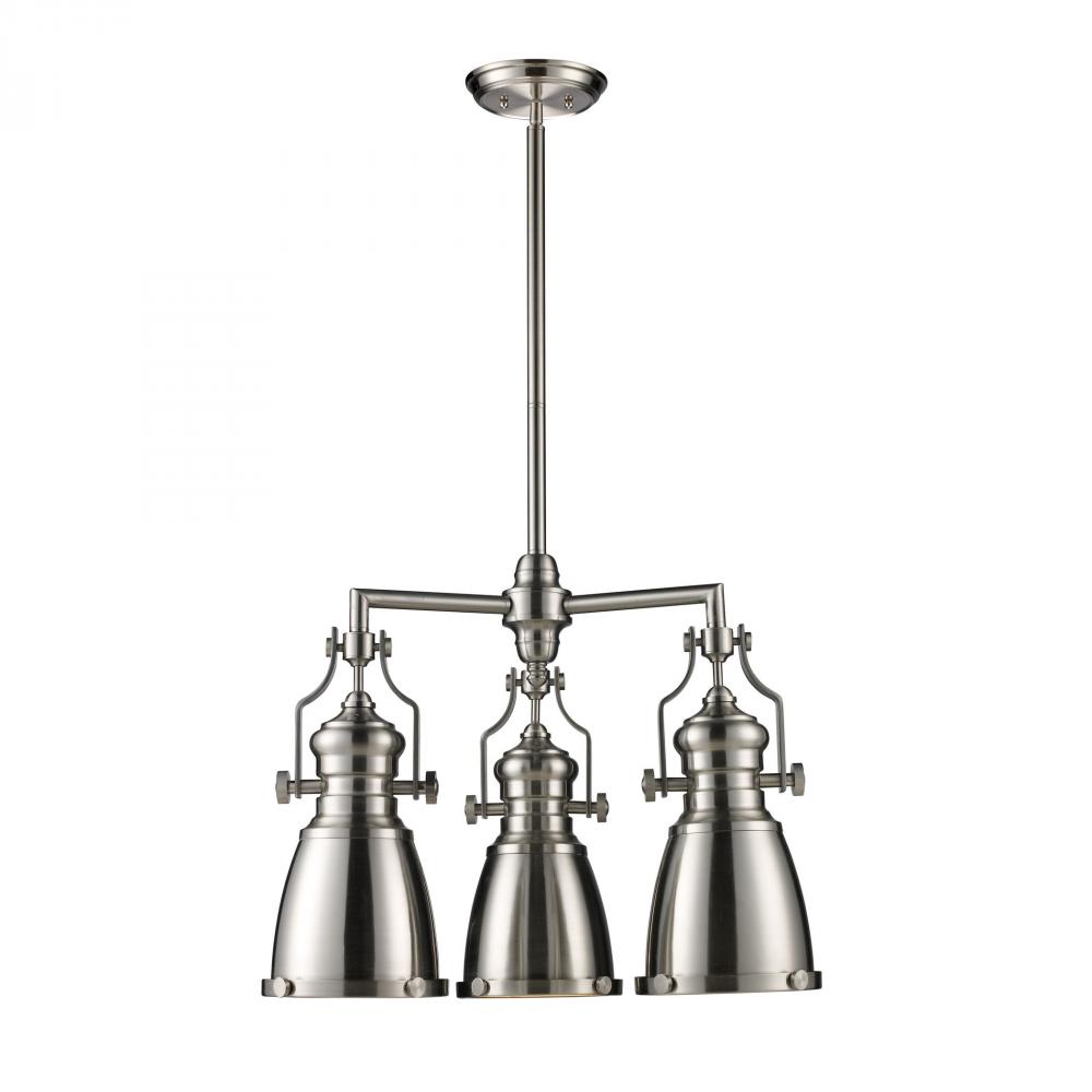 Chadwick 3-Light Chandelier in Satin Nickel with Matching Shades
