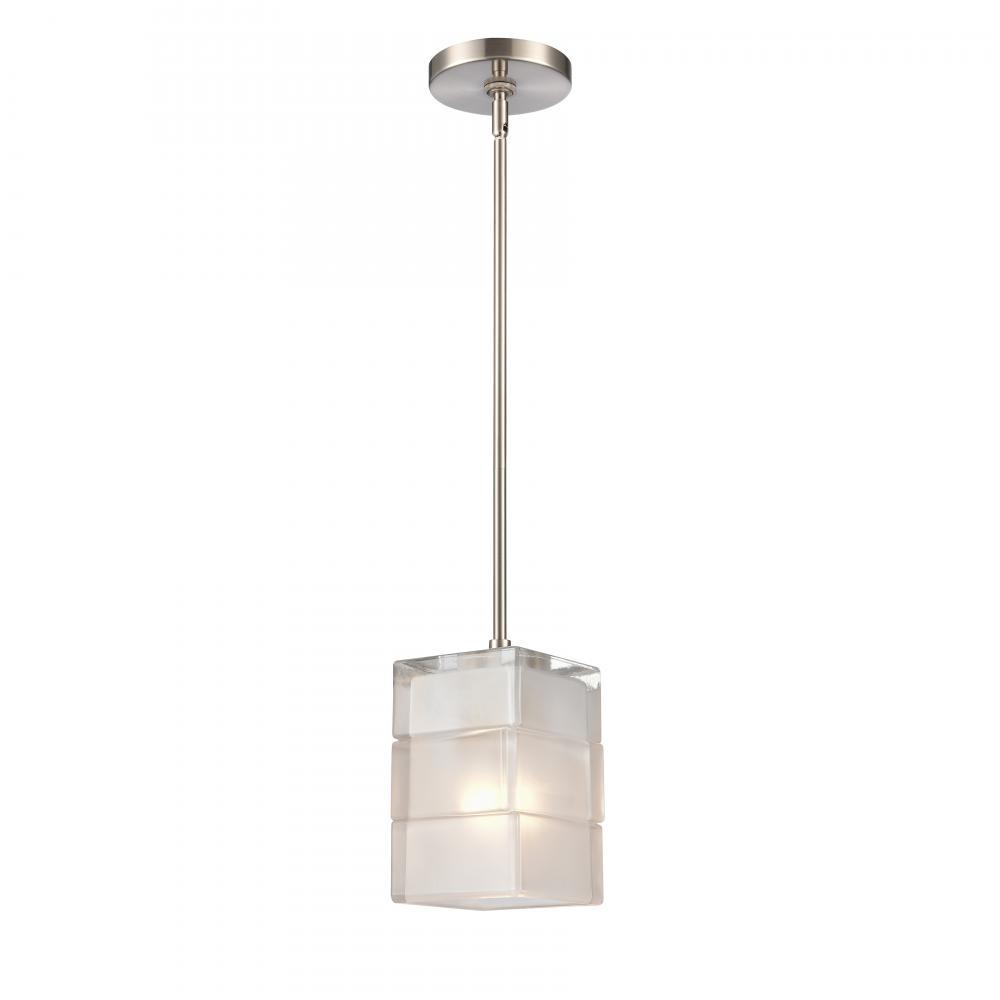 Ice Blocks 6'' Wide 1-Light Mini Pendant - Satin Nickel