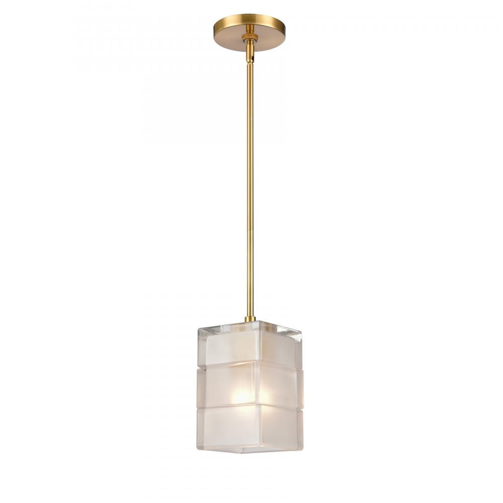 Ice Blocks 6'' Wide 1-Light Mini Pendant - Satin Brass