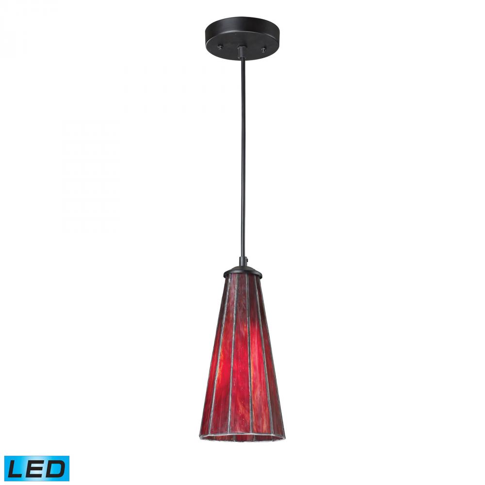Lumino 1-Light Mini Pendant in Matte Black with Inferno Red Shade - Includes LED Bulb