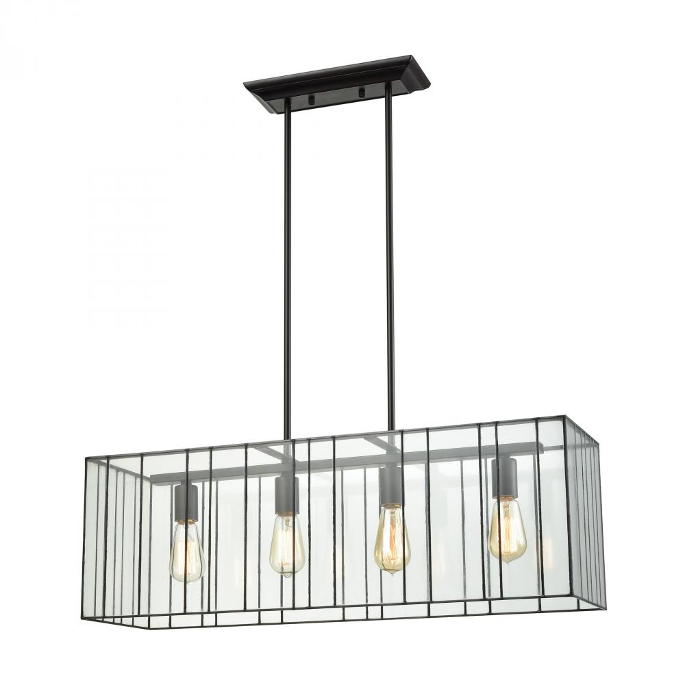 Lucian 4-Light Chandelier in Oil Rubbed Bronze with Clear Glass