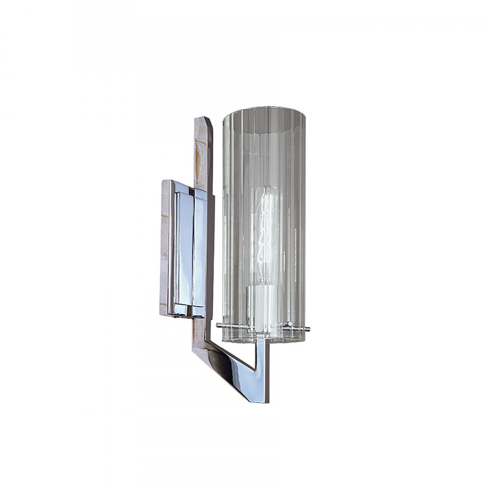 Faceted 12.75'' High 1-Light Sconce - Chrome