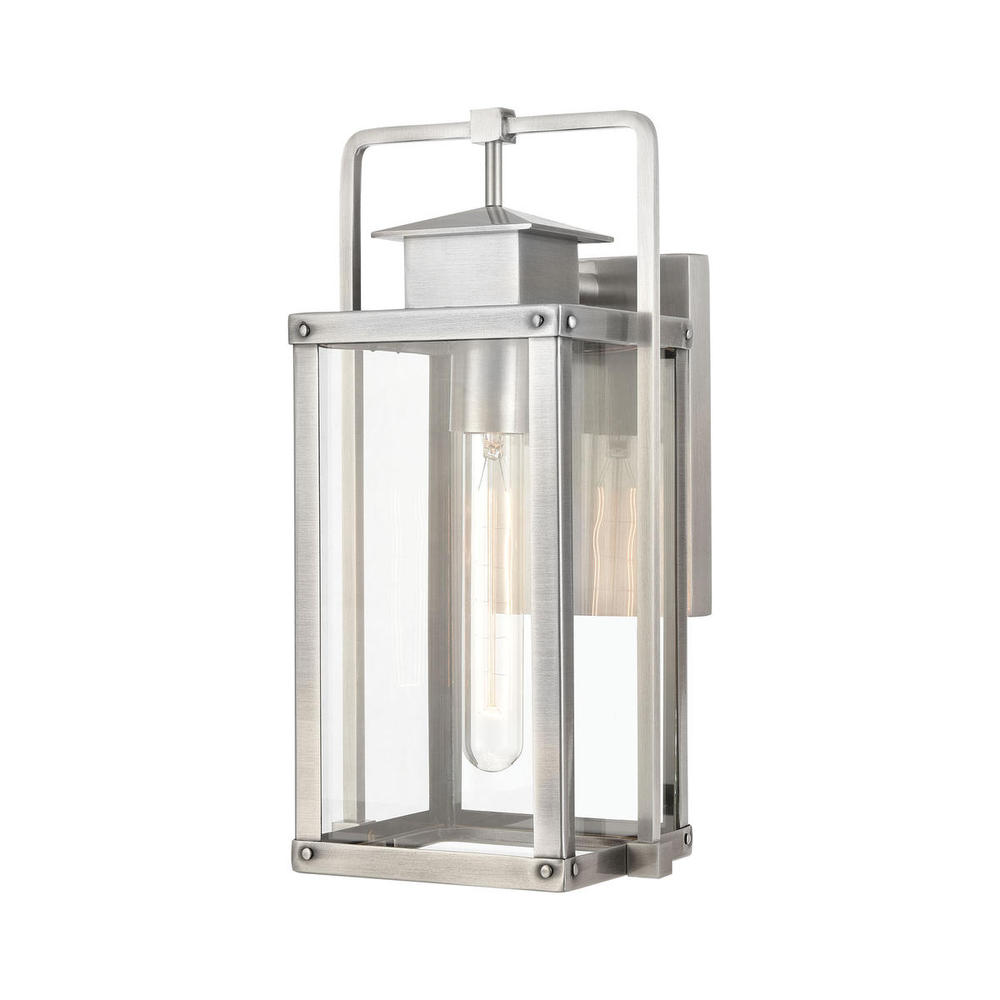 Crested Butte 1-Light Outdoor Sconce in Antique Brushed Aluminum with Clear Glass Enclosure