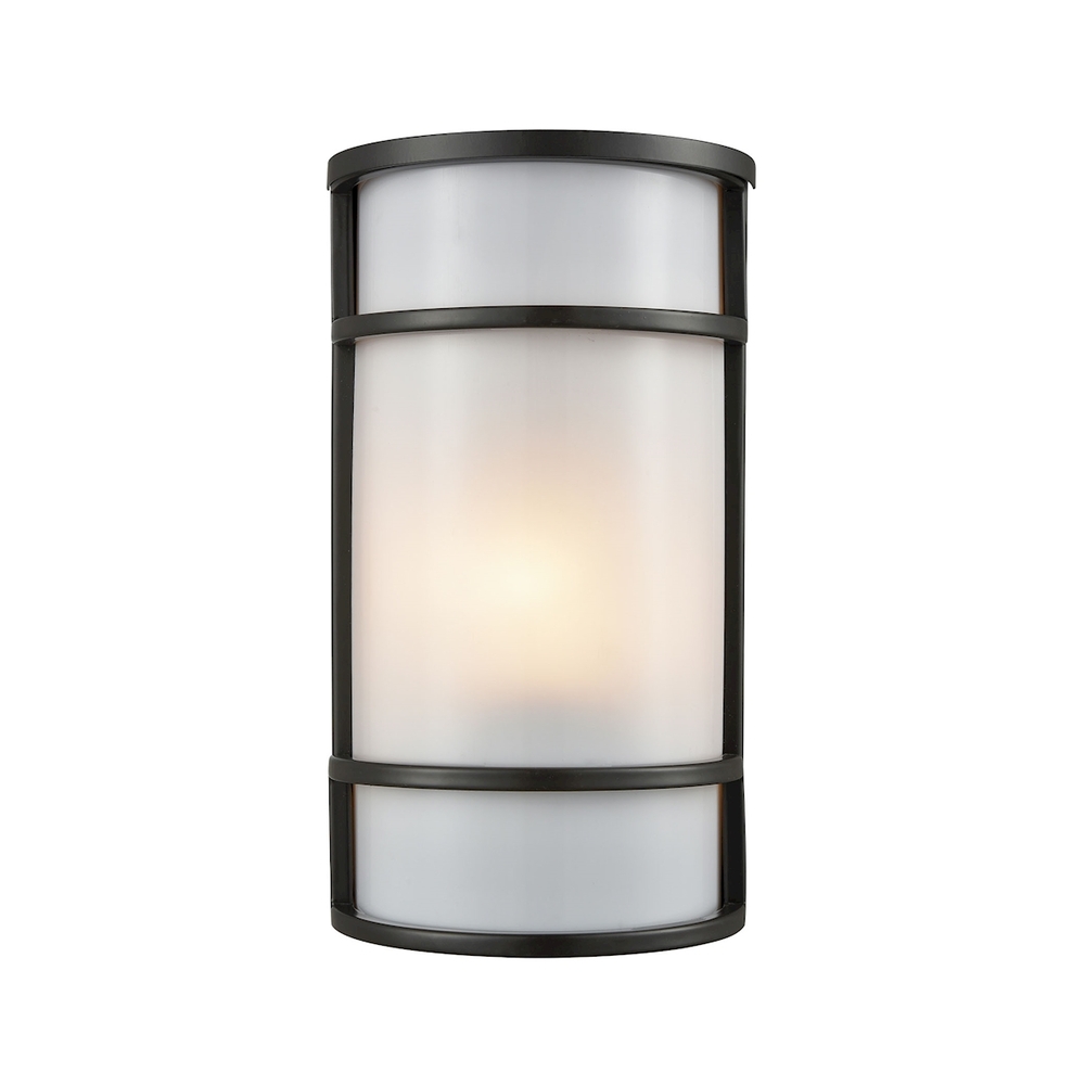 Bella 1-Light Outdoor Wall Sconce in Oil Rubbed Bronze with a White Acrylic Diffuser