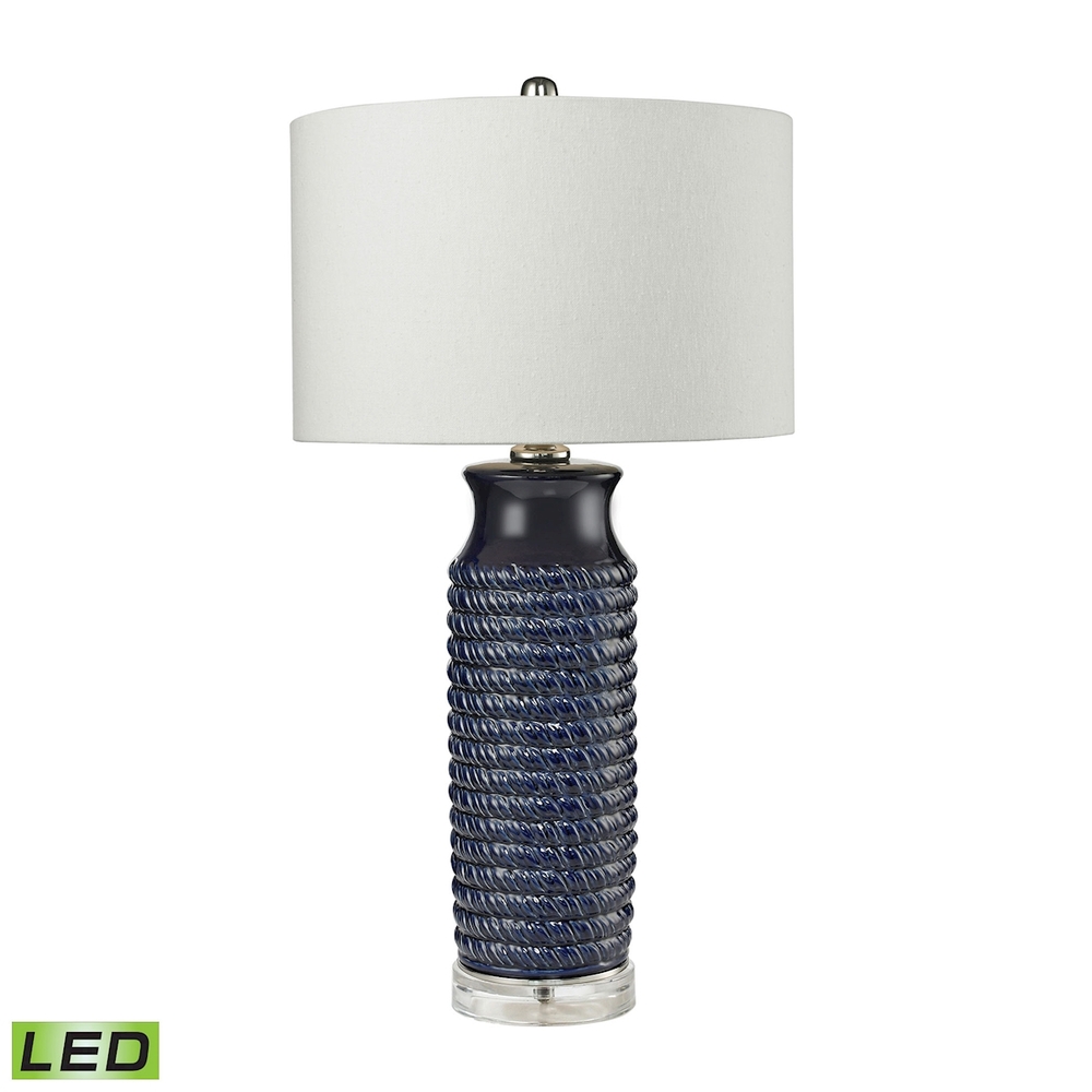 Wrapped Rope Table Lamp in Navy Blue - LED