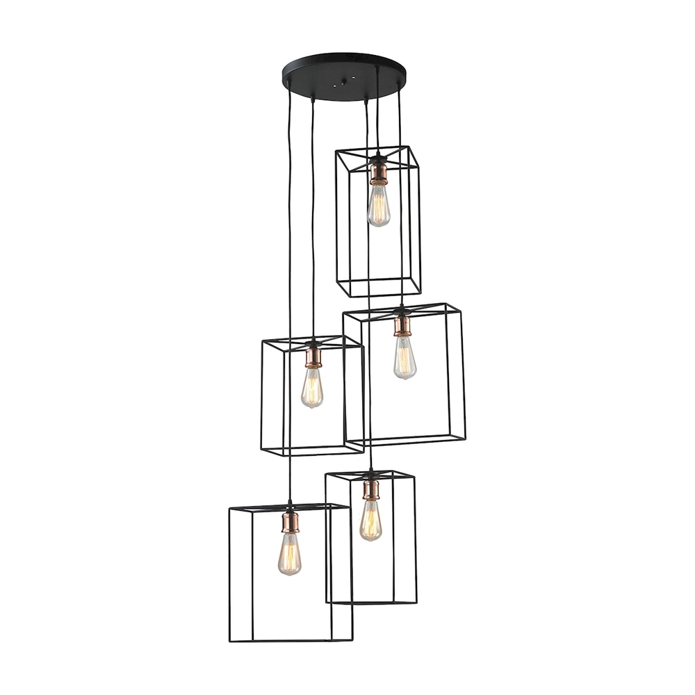 Box 5-Light Cluster Chandelier in Oil Rubbed Bronze