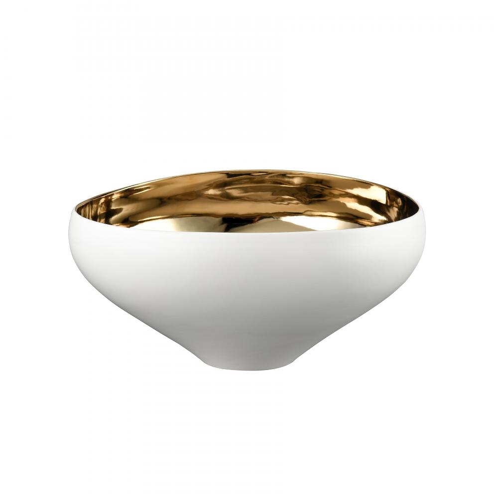 Greer Bowl - Tall White and Gold Glazed (2 pack) (2 pack)